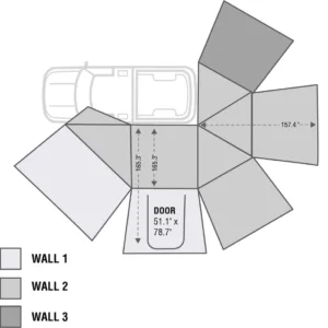 Overland Vehicle Systems 18099909 Awning Extension Panel; Nomadic; Side Wall 1; For Use With Nomadic 270 Awning